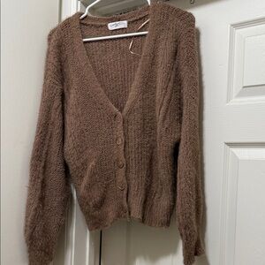 Carly Jean Brown Knit Cardigan